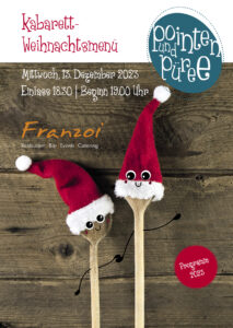 Pointen und Püree Kabarett – Flyer Franzoi Weihnachten 2023
