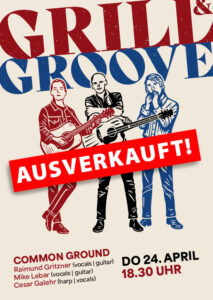 Common Ground: Raimund Gritzner (vocals, guitar), Mike Lebar (vocalsm guitar), Cesar Galehr (harp, voclas) - 24. April 2025, Gstach Rankweil Brederis